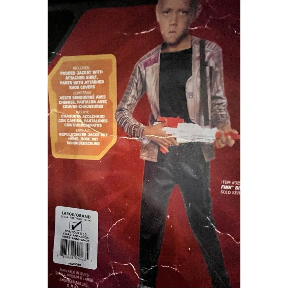 Star Wars The Force Awakens Finn Costume 12 14 Kids Large Child's Deluxe NEW
